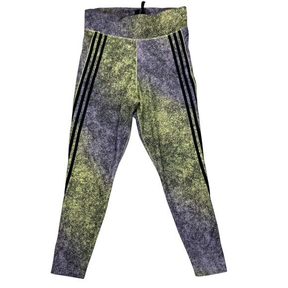 Adidas Feel Brilliant 7/8 Training Leggings L Yellow Tint Black Athletic Pull On - Picture 2 of 15